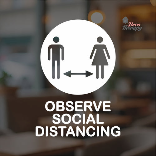 Observe Social Distancing Sign Sticker Self-Adhesive Decotherapy
