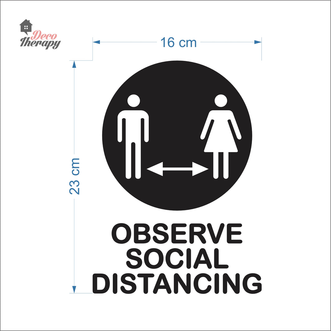 Observe Social Distancing Sign Sticker Self-Adhesive Decotherapy