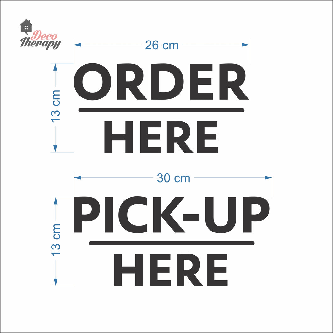 Order Here Pick-Up Here Sign Sticker Self-Adhesive Decotherapy