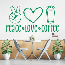 Load image into Gallery viewer, Peace Love Coffee Wall Decal Decotherapy