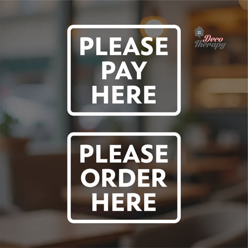 Please Pay Here Please Order Here Sign Sticker Self-Adhesive Decotherapy