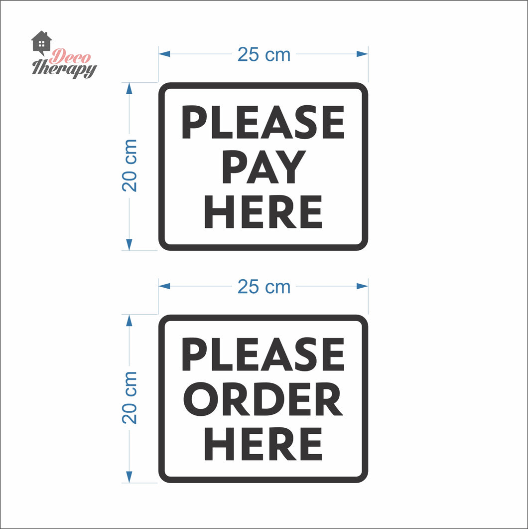 Please Pay Here Please Order Here Sign Sticker Self-Adhesive Decotherapy