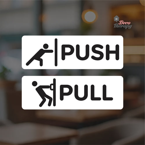 Push Pull Horizontal Door Sign Sticker Self-Adhesive Decotherapy
