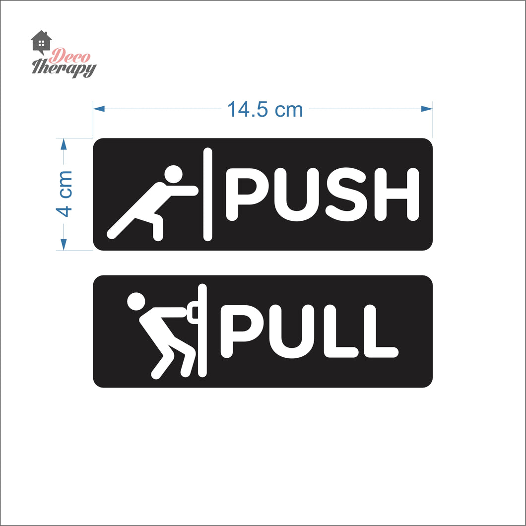 Push Pull Horizontal Door Sign Sticker Self-Adhesive Decotherapy