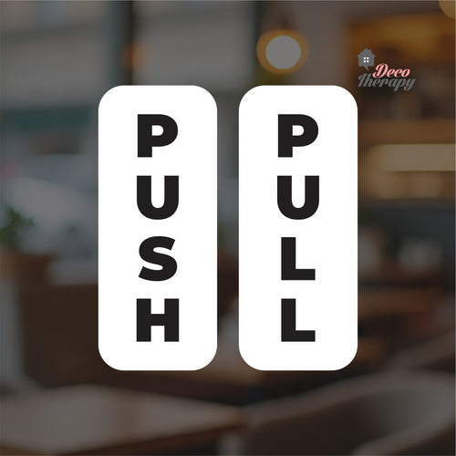 Push Pull Text Door Sign Sticker Self-Adhesive Decotherapy
