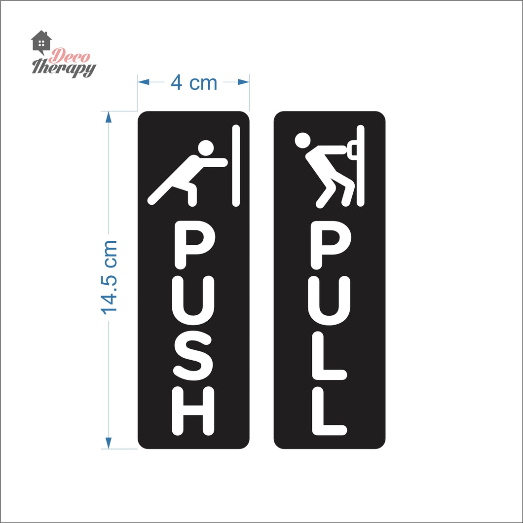 Push Pull Vertical Door Sign Sticker Self-Adhesive Decotherapy