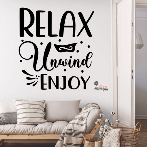 Relax Unwind Enjoy Skin Care Spa Salon Wall Decal Decotherapy