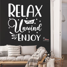 Load image into Gallery viewer, Relax Unwind Enjoy Skin Care Spa Salon Wall Decal Decotherapy