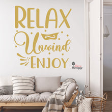 Load image into Gallery viewer, Relax Unwind Enjoy Skin Care Spa Salon Wall Decal Decotherapy