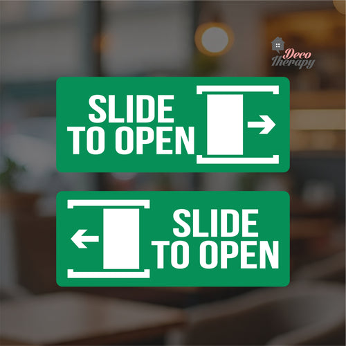 Slide To Open Sign Sticker Self-Adhesive Decotherapy