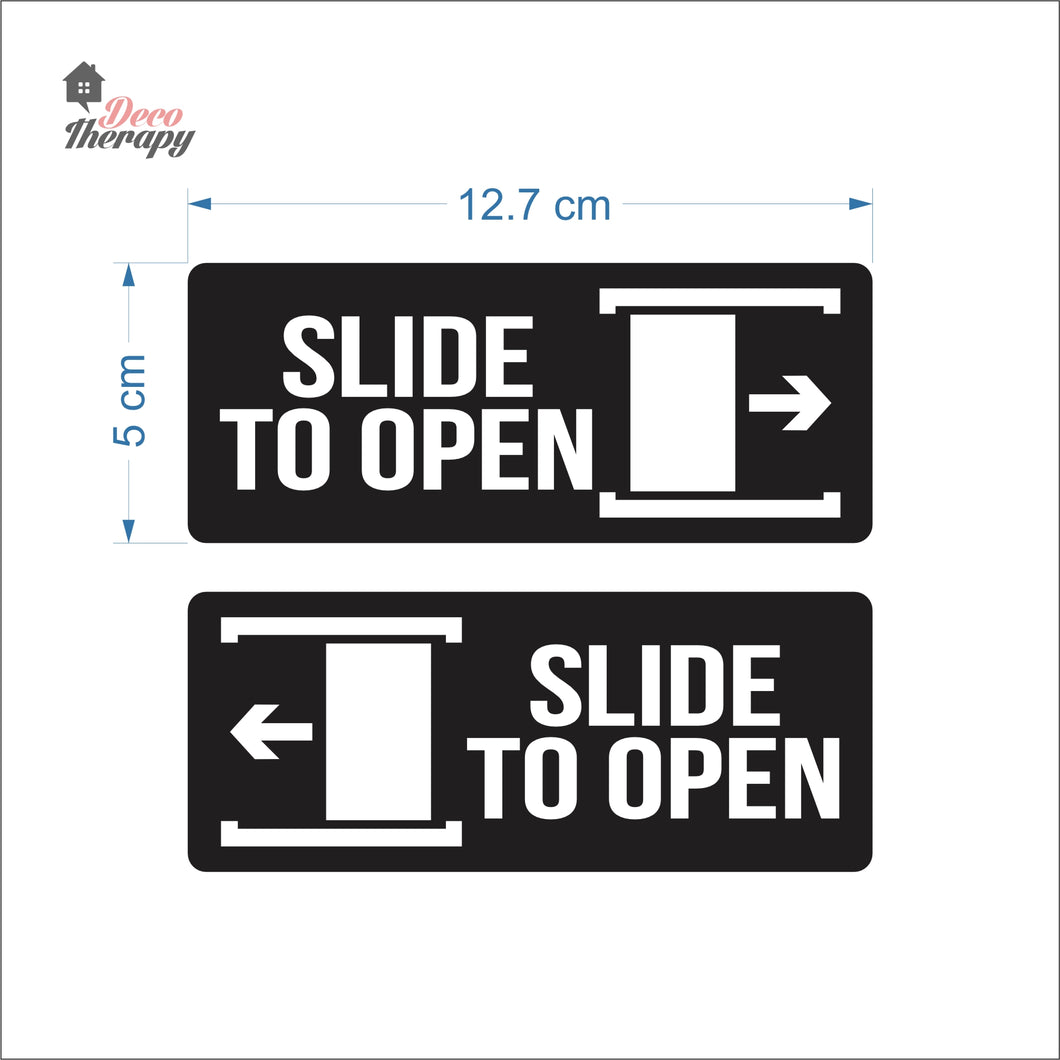 Slide To Open Sign Sticker Self-Adhesive Decotherapy