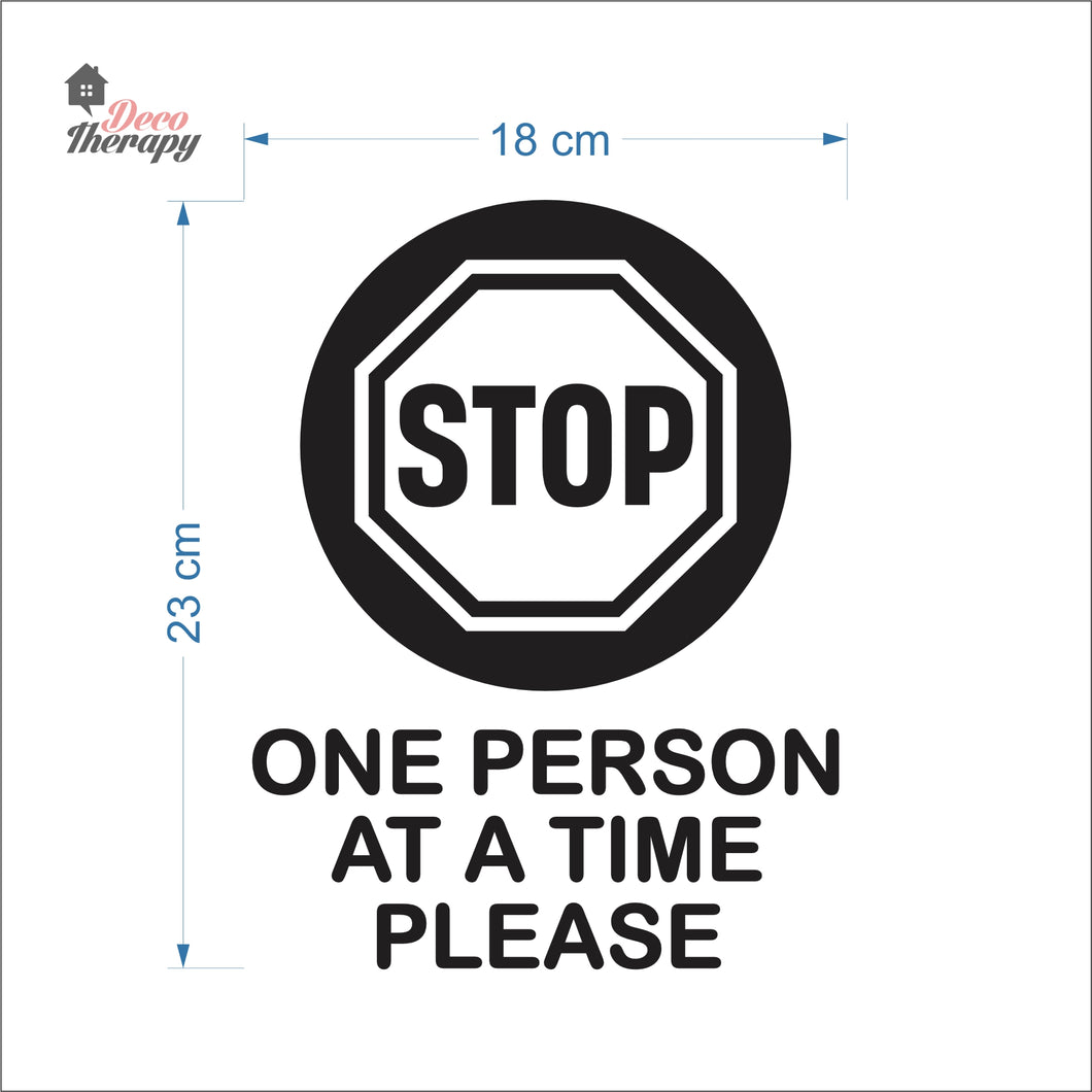 Stop One Person At A Time Please Sign Sticker Self-Adhesive Decotherapy