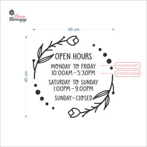 Customized Store Hours Wall Decal Decotherapy