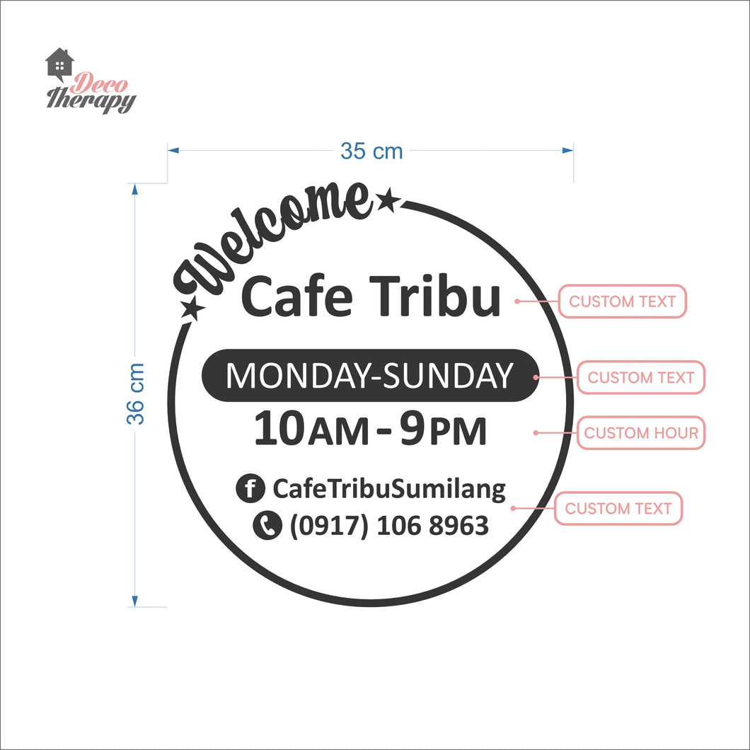 Customized Store Hours Wall Decal Decotherapy