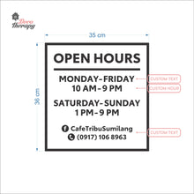Load image into Gallery viewer, Customized Store Hours Wall Decal Decotherapy