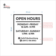 Load image into Gallery viewer, Customized Store Hours Wall Decal Decotherapy