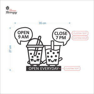 Customized Store Hours Wall Decal Decotherapy