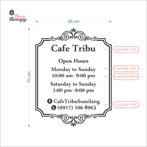 Customized Store Hours Wall Decal Decotherapy