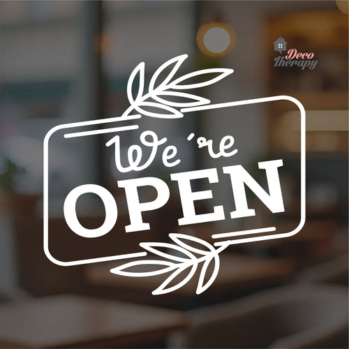 We're Open Door Sign Sticker Self-Adhesive Decotherapy