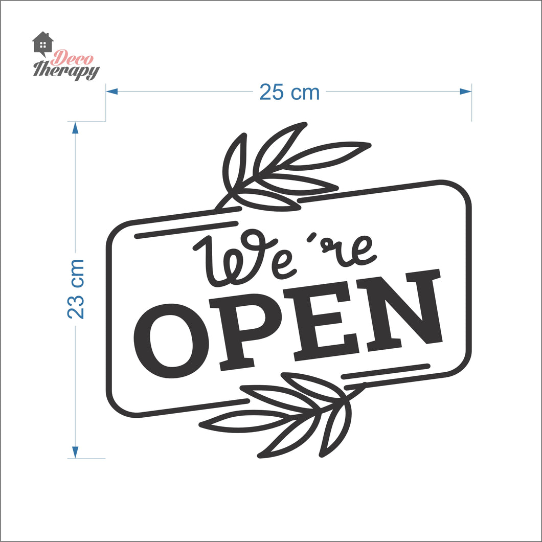 We're Open Door Sign Sticker Self-Adhesive Decotherapy