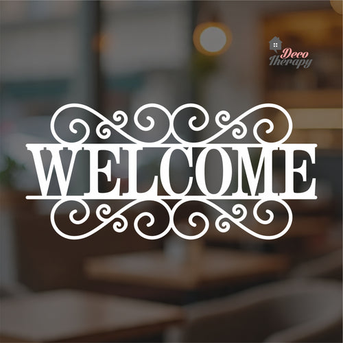 Welcome Monogram Door Sticker Self-Adhesive Decotherapy
