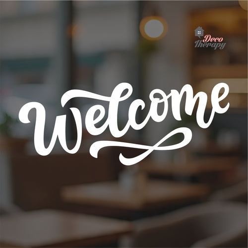 Welcome Script Font V1 Door Sign Sticker Self-Adhesive Decotherapy
