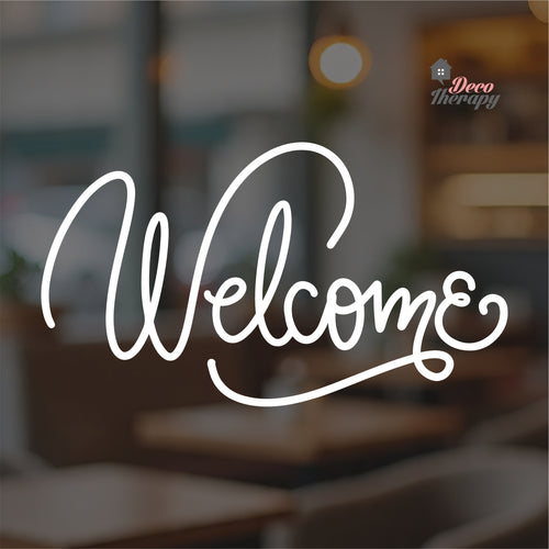 Welcome Script Font V2 Door Sign Sticker Self-Adhesive Decotherapy