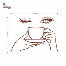 Load image into Gallery viewer, Woman Eyelashes Coffee Tea Cup Wall Decal Decotherapy