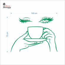 Load image into Gallery viewer, Woman Eyelashes Coffee Tea Cup Wall Decal Decotherapy