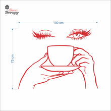 Load image into Gallery viewer, Woman Eyelashes Coffee Tea Cup Wall Decal Decotherapy