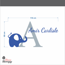 Load image into Gallery viewer, Customized Name Dominic &amp; Letter With Elephant Design Wall Sticker