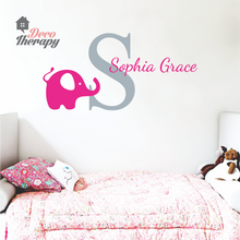 Load image into Gallery viewer, Customized Name Dominic &amp; Letter With Elephant Design Wall Sticker