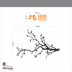 Birds On Tree Right Side Aligned Wall Sticker