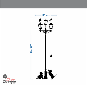 Cat Lamp Post Wall Sticker