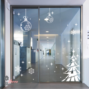 Christmas Sparkling Tree Snowflake Ball Wall Sticker