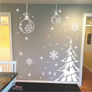 Christmas Sparkling Tree Snowflake Ball Wall Sticker