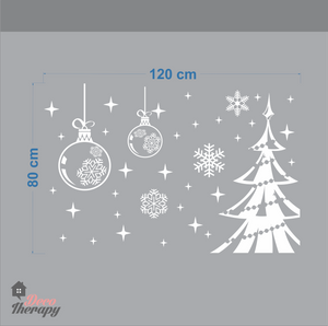 Christmas Sparkling Tree Snowflake Ball Wall Sticker