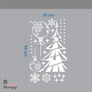 Christmas Sparkling Tree Snowflake Ball Wall Sticker