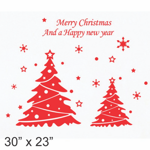 Christmas Tree Happy New Year Snowflakes Wall Sticker