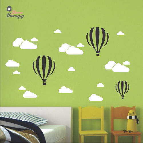 Clouds And Hot Air Balloons Wall Sticker