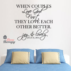 Customized Name When Couples Love God First Design Wall Sticker