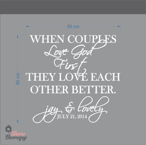 Customized Name When Couples Love God First Design Wall Sticker