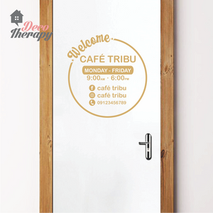 Customized Store Hours Round Design Wall Sticker