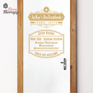 Customized Store Hours Vintage Design Wall Sticker