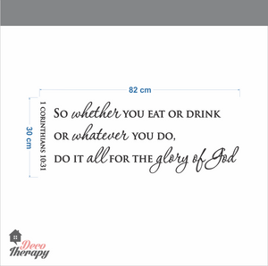 Eat Or Drink For The Glory Of God Wall Sticker