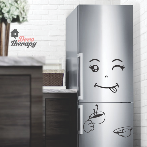 Fridge Decal - Happy Coffee Face Wall Sticker