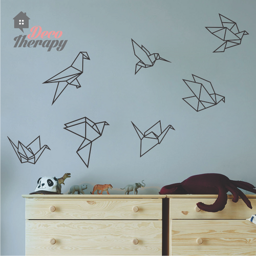 Geometric Origami Birds Wall Decal