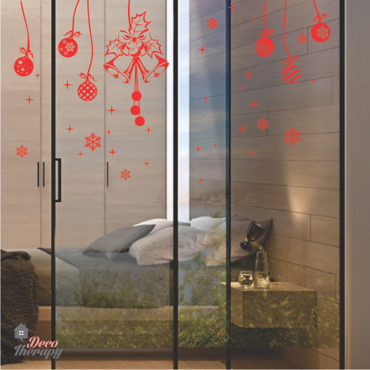 Christmas Hanging Balls And Stars Wall Sticker
