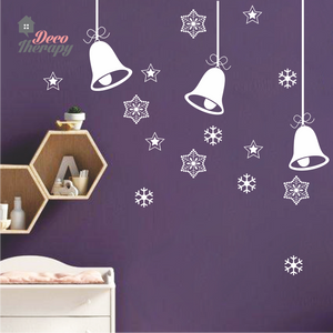 Christmas Hanging Bells And Snowflakes Wall Sticker