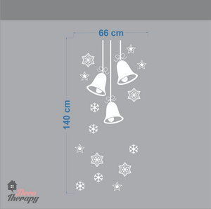 Christmas Hanging Bells And Snowflakes Wall Sticker